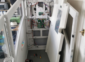 An image of an unassembled accessibility elevator in a home or business